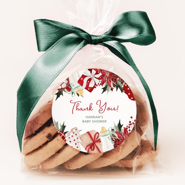 Adesivo Chá de fraldas De Natal Obrigado A Favor (Criador carregado)