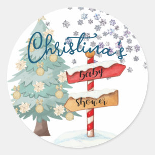 Adesivo Chá de fraldas de Natal para o Polo Norte