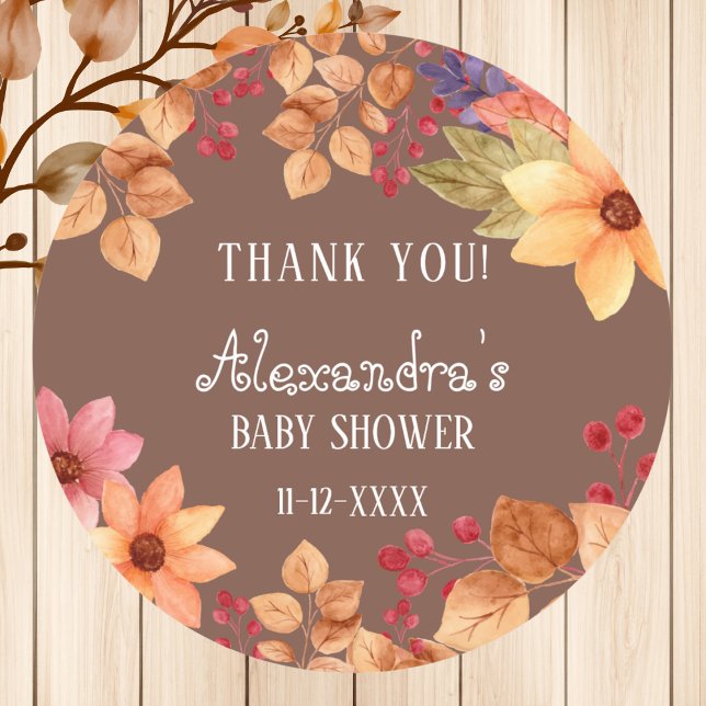 Adesivo Chá de fraldas de outono russo de outono Obrigado (Criador carregado)