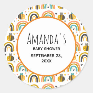 Adesivo Chá de fraldas de padrões de abelha e arco-íris