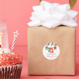 Adesivo Chá de fraldas de Papais noeis de Natal Floral fel