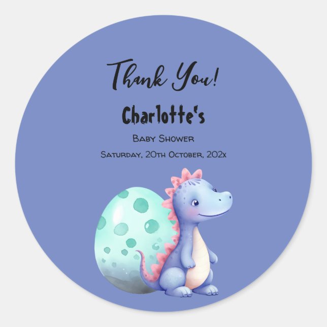 Adesivo Chá de fraldas De Pequeno Dinossauro Cónico De Aqu (Frente)