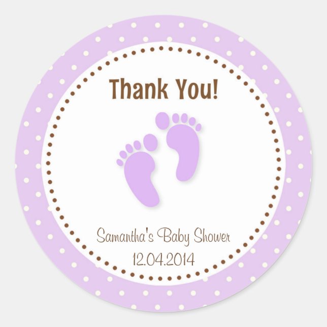 Adesivo Chá de fraldas de Pés-Bebês Roxo (Frente)