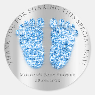 Adesivo Chá de fraldas De Pés Obrigado De Prata Real Azu