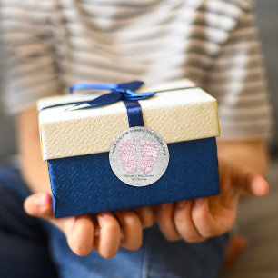 Adesivo Chá de fraldas de Pés-Prata Rosa Favorece Garoto