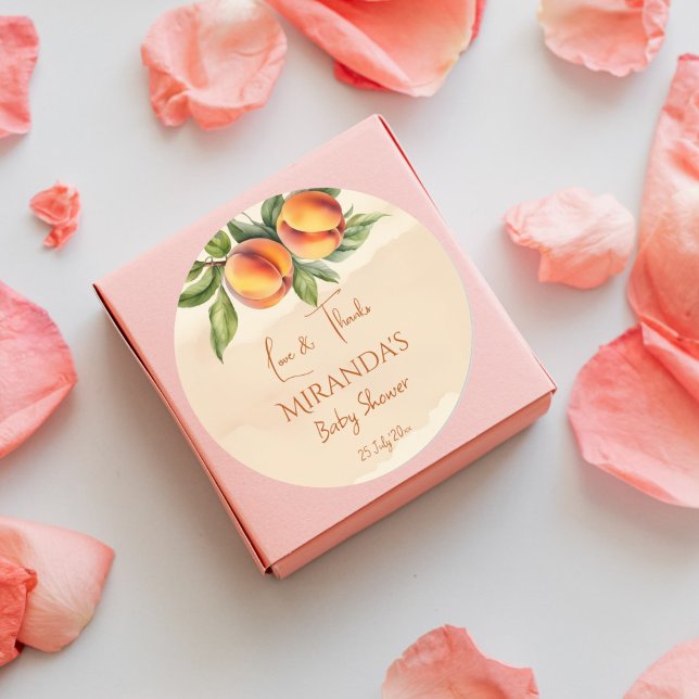 Adesivo Chá de fraldas de pêssego doce obrigado a favor (Sweet little peach baby shower thank you favor stickers spring summer baby shower little cutie favor)