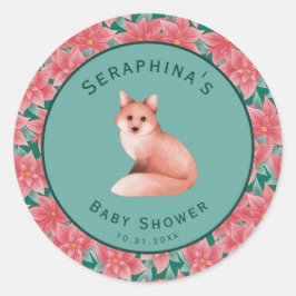 Adesivo Chá de fraldas de Poinsettia Fox de Natal