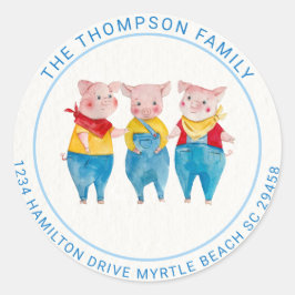 Adesivo Chá de fraldas de Porcos Azul 3 Pequeno e Branco