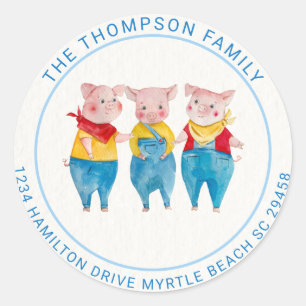 Adesivo Chá de fraldas de Porcos Azul 3 Pequeno e Branco