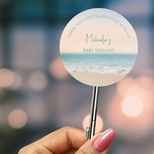 Adesivo Chá de fraldas de Praia do Obrigado Personalizado