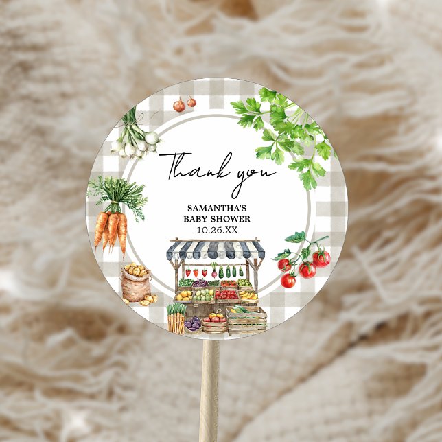 Adesivo Chá de fraldas De Produção Local (Farmers Market Locally Grown Baby Shower Sticker)