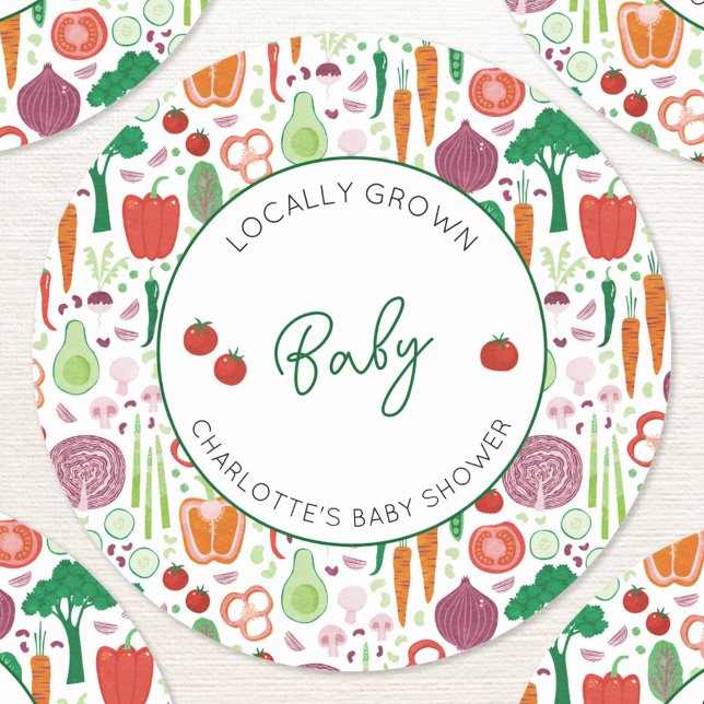 Adesivo Chá de fraldas De Produção Local (Farmers market locally grown baby personalized baby shower sticker)