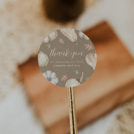 Adesivo Chá de fraldas De Pumpkins Branco Russo Obrigado