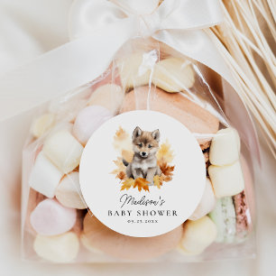 Adesivo Chá de fraldas De Queda Do Lobo Da Floresta Em Cur