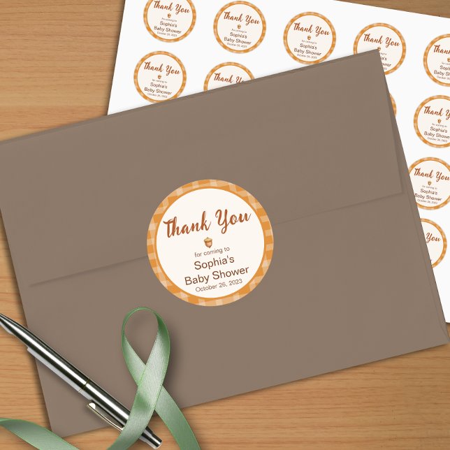 Adesivo Chá de fraldas De Queda, Pequeno Abóbora, Xadrez,  (Criador carregado)