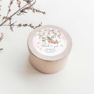 Adesivo Chá de fraldas De Rapariga De Pão Rosa De inverno