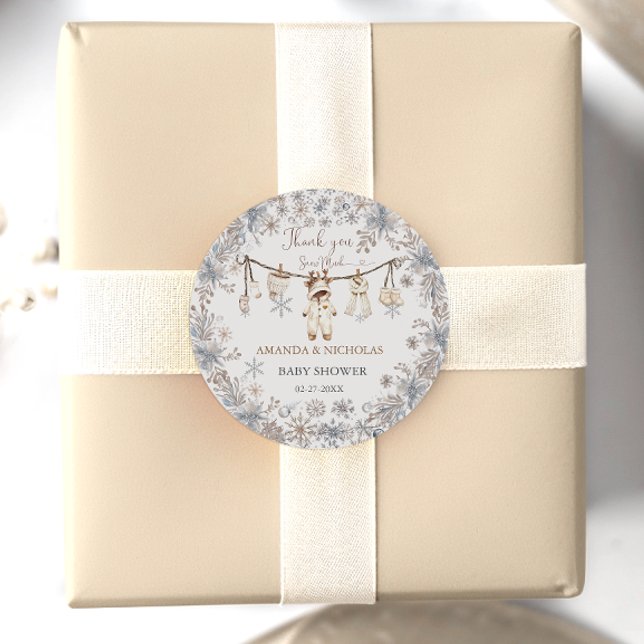 Adesivo Chá de fraldas De Roupas De Bebê Inverno Obrigado (Criador carregado)