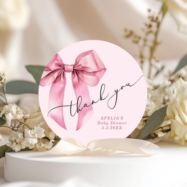 Adesivo Chá de fraldas de script de Arco rosa Obrigado (Criador carregado)