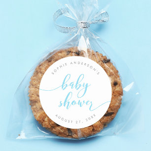 Adesivo Chá de fraldas de Script de Relaxamento Azul