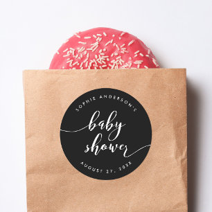 Adesivo Chá de fraldas de Script de Relaxe Preto e Branco