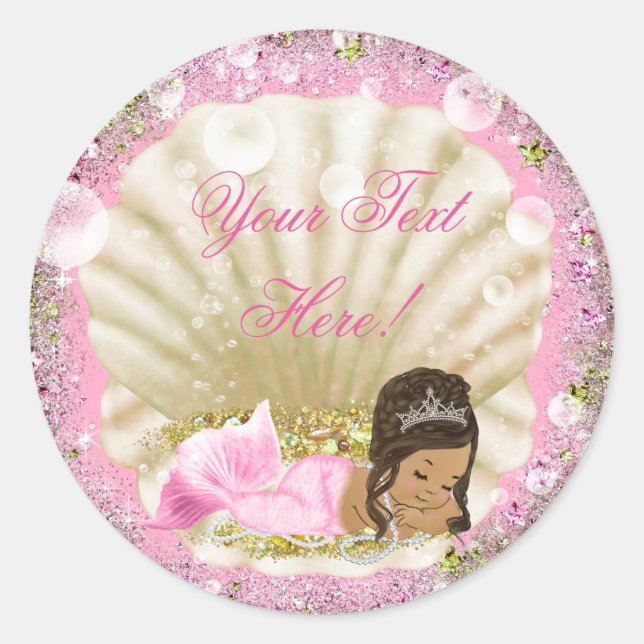 Adesivo Chá de fraldas de Sereia Étnica (Frente)