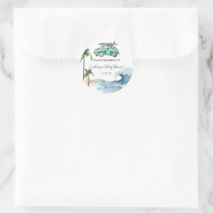 Adesivo Chá de fraldas De Surfe Convite À Praia Bebê