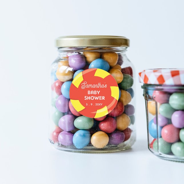Adesivo Chá de fraldas de Tema de Doces e Doces (Candy Baby Shower Stickers)