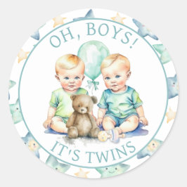 Adesivo Chá de fraldas de Twin da Watercolor | Oh, Meninos
