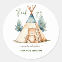 Chá de fraldas De Urso Animal Woodland Obrigado