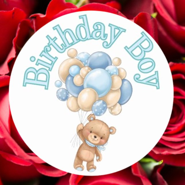 Adesivo Chá de fraldas de Urso de Aniversário (Celebrate your baby shower with our adorable Birthday Boy Bear stickers)
