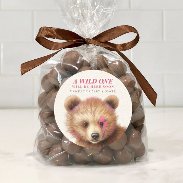 Adesivo Chá de fraldas de Urso de Cabelo Rosa Selvagem (Criador carregado)