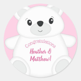 Adesivo Chá de fraldas de Urso Polar Rosa