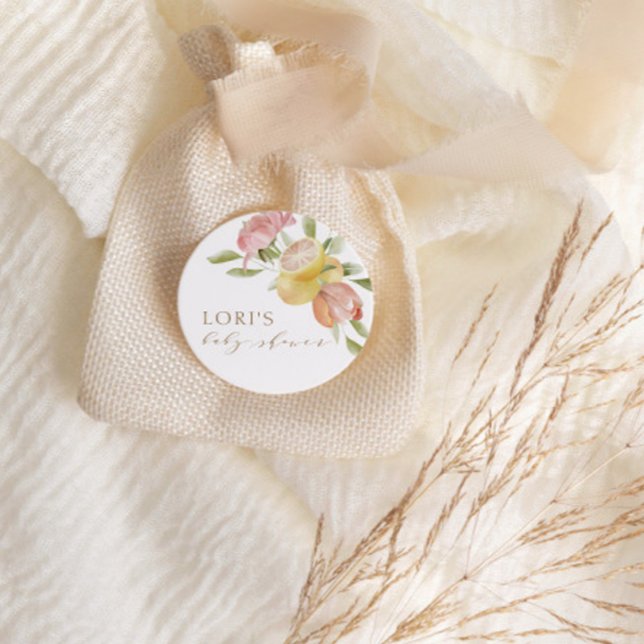 Adesivo Chá de fraldas de Verão de Limonada Rosa Moderna (Criador carregado)