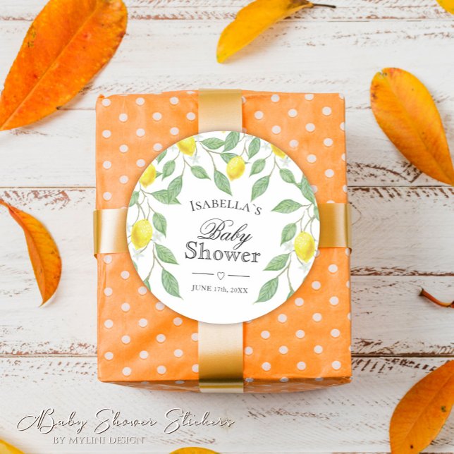 Adesivo Chá de fraldas de Verão Moderno Lemon Boho (Criador carregado)