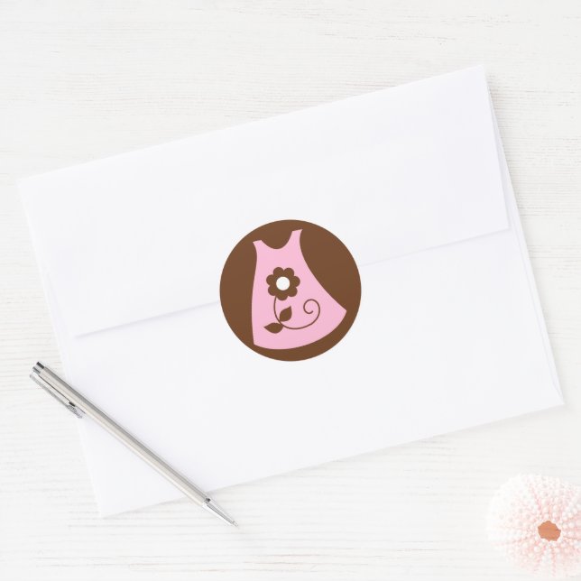 Adesivo Chá de fraldas de vestimenta rosa (Envelope)