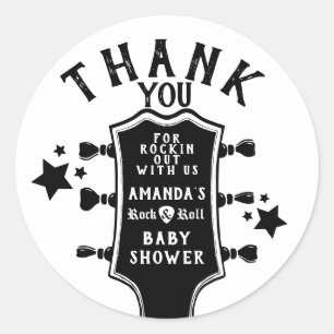 Adesivo Chá de fraldas de Violão Rock and Roll Obrigado