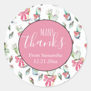 Adesivo Chá de fraldas de Watercolor Cactus Natal