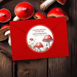 Adesivo Chá de fraldas de Woodland Red Mushroom Fungi