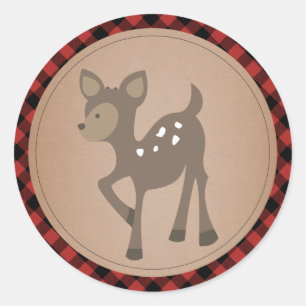 Adesivo Chá de fraldas de Xadrez de veado bebê