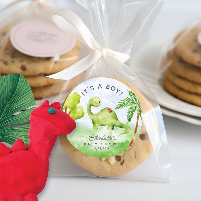 Adesivo Chá de fraldas Dino Delight É uma rodada clássica (Criador carregado)