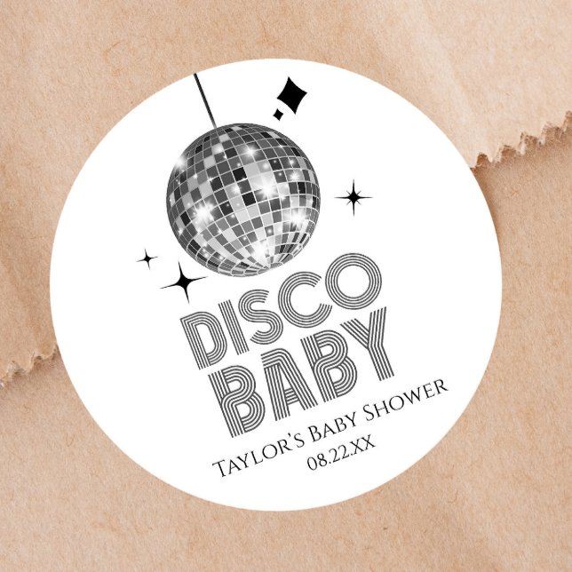 Adesivo Chá de fraldas 'Disco Baby' da Silver Disco Ball (Criador carregado)