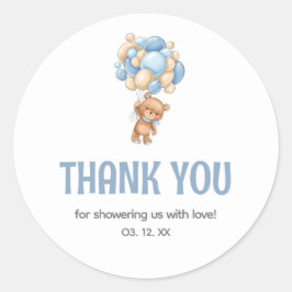 Adesivo Chá de fraldas do Balão do Urso de Teddy Obrigado