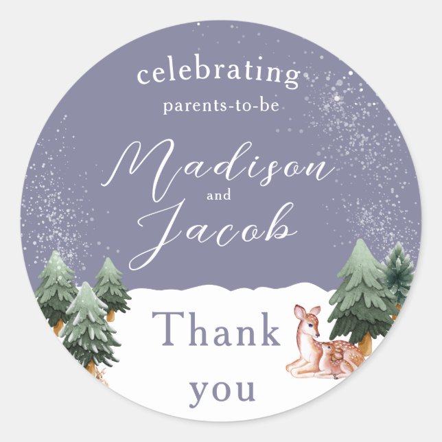 Adesivo Chá de fraldas do Inverno Snowglobe (Frente)