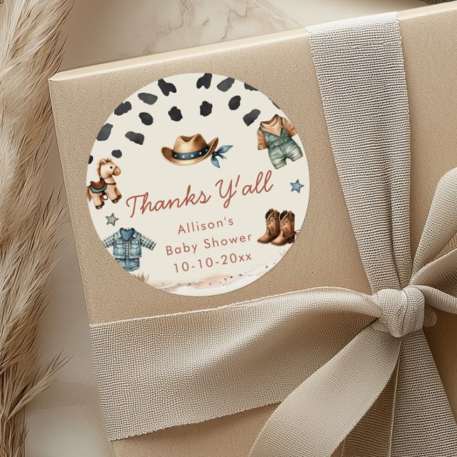 Adesivo Chá de fraldas do Menino do Mundo do Cowboy (Criador carregado)