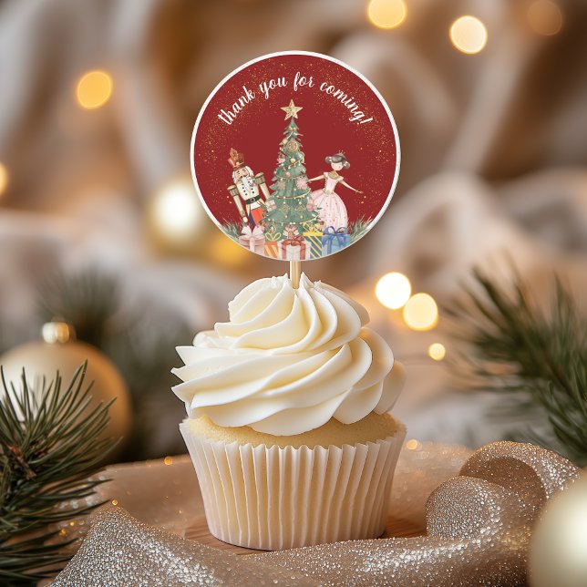 Adesivo Chá de fraldas do Partido de Natal do Noz-Cracker  (Nutcracker Christmas Party Baby Shower Thank You Classic Round Sticker!)