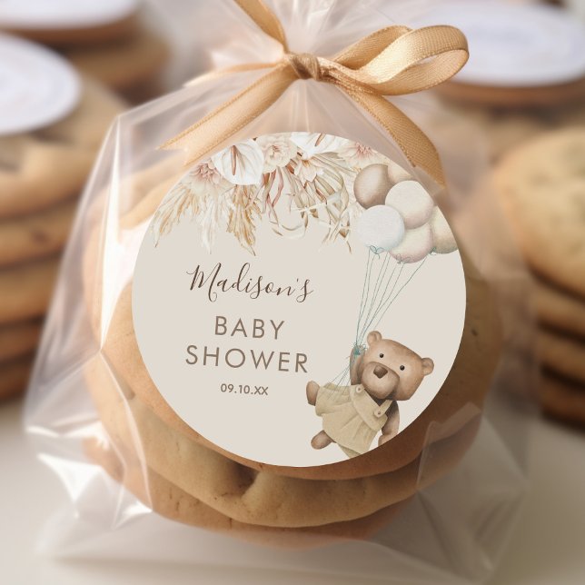 Adesivo Chá de fraldas do Urso de Boho Pampas Grass (Criador carregado)