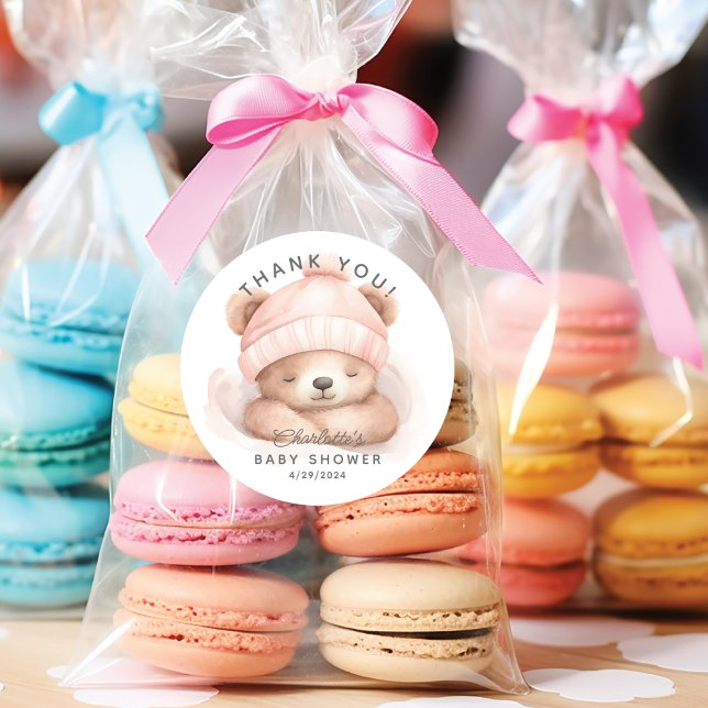 Adesivo Chá de fraldas do Urso de Combinação Obrigado (Criador carregado)