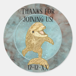 Adesivo Chá de fraldas "Dolphin Bebê Dourado"