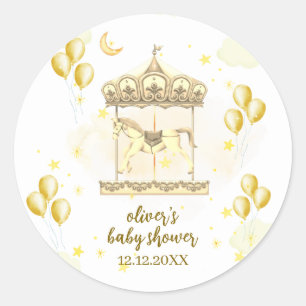 Adesivo Chá de fraldas Dourado Elegante do Balão Mágico Ca
