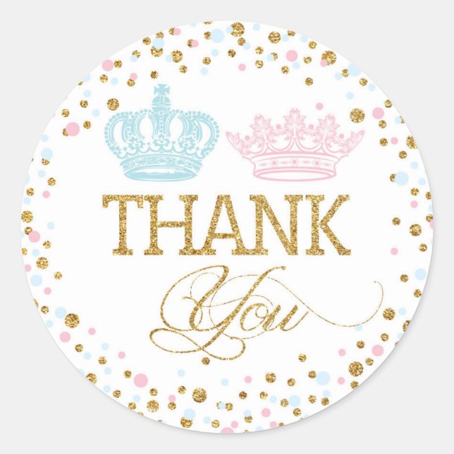 Adesivo Chá de fraldas Dourado Glitter Azul Cor-de-Rosa Gê (Frente)